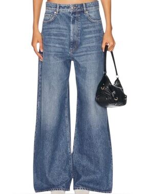Sportmax Max Mara Intentionally Distressed High-Rise Ultra Wide Leg Jeans